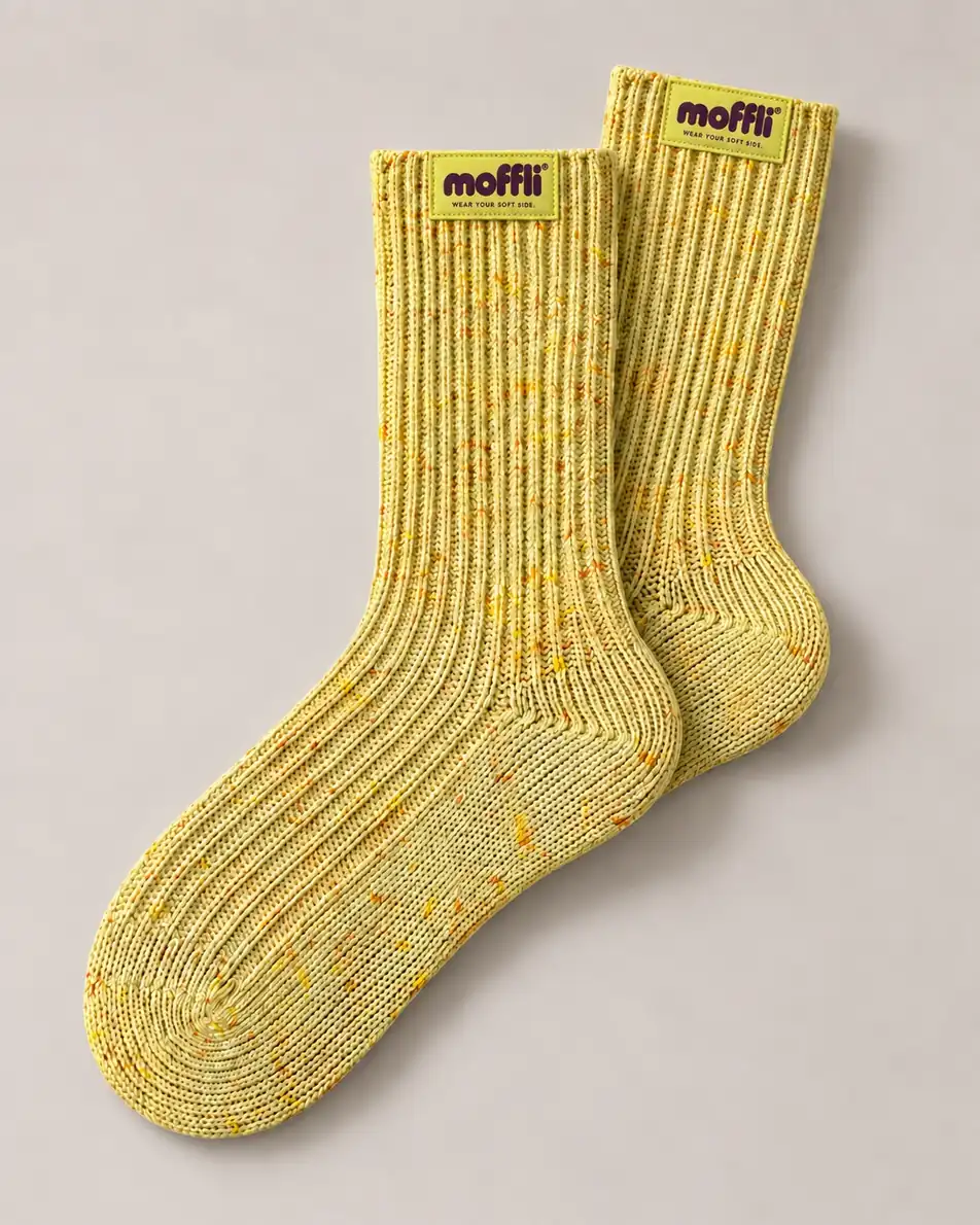 Pair of MOFFLI Cosy Socks Butter Yellow